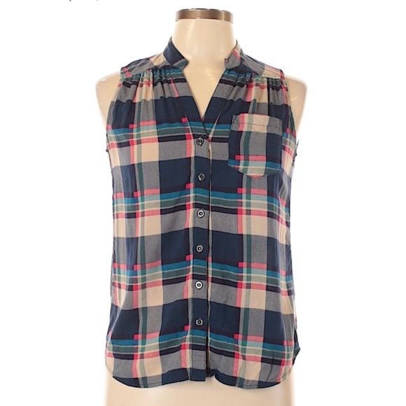 fun 2 fun Tops - Fun 2 Fun Woman’s ModCloth Vintage Plaid Sleeveless Button Up Collared Blouse